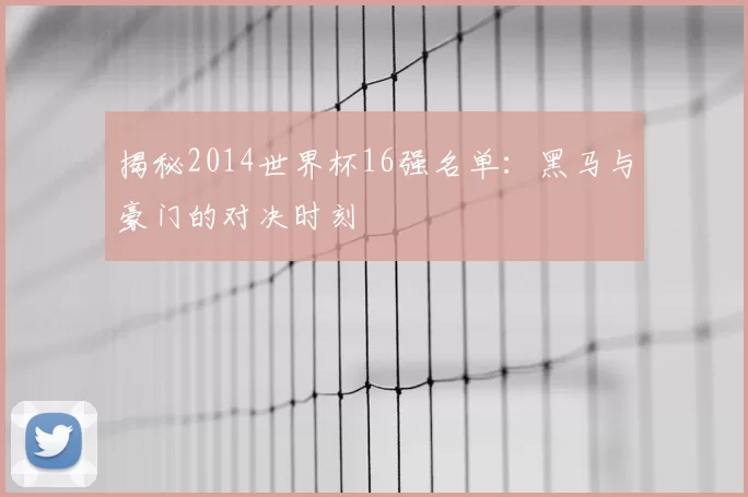 揭秘2014世界杯16强名单:黑马与豪门的对决时刻